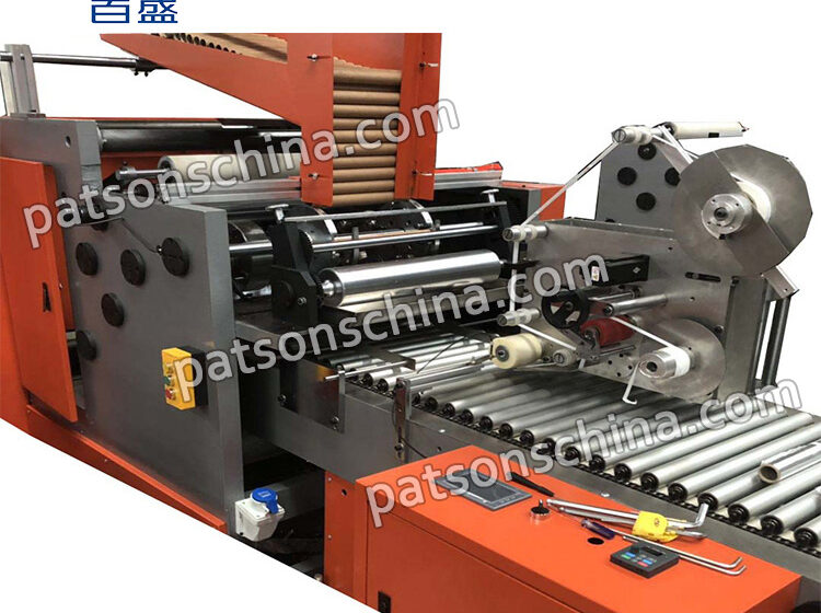 Automatic 4 shafts baking paper rewinder with auto sticker