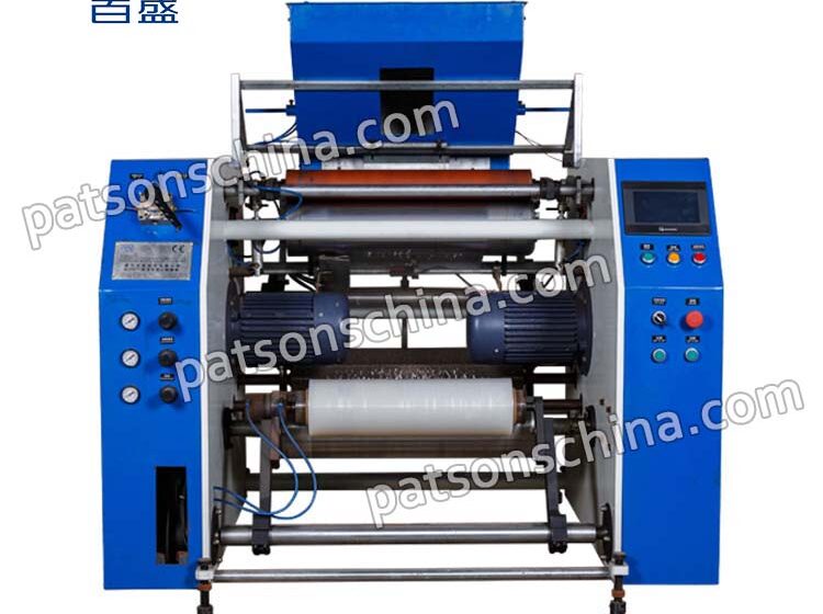 Automatic pre stretch film rewinding machine