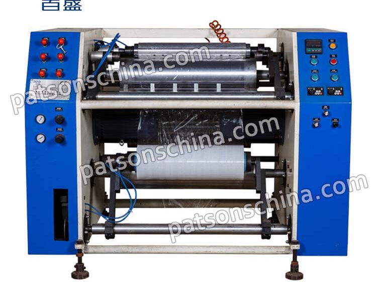 Semi automatic pre stretch film rewinding machine